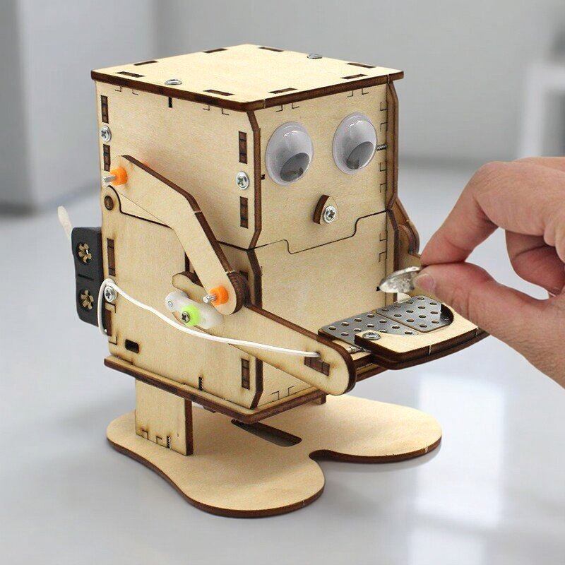 Science Project Kit - نموذج روبوت خشبي قابل للتجميع يأكل