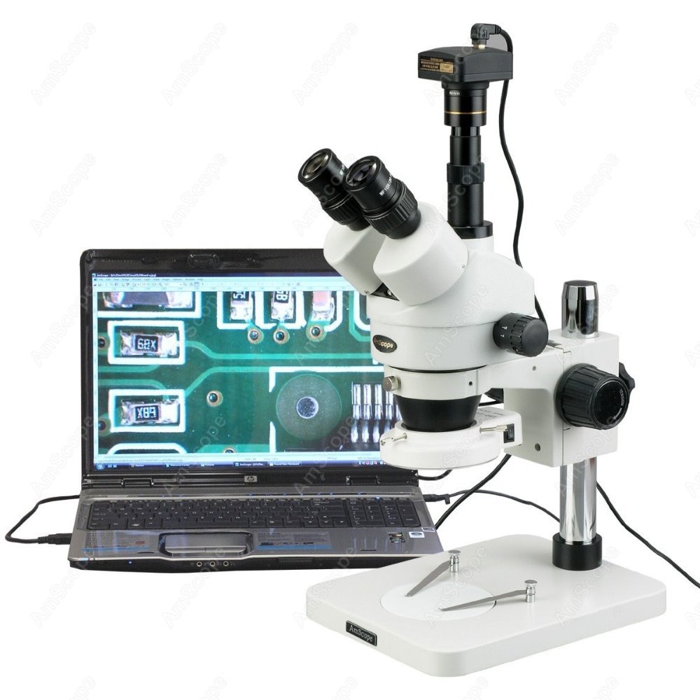 مجهر ستيريو ثلاثي العدسات من A - مراجعة Amscope Microscope Stereo 7X-45X وسعره